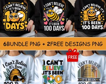 Funny Bee 100 Days of School PNG (Digital Download)