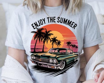 Enjoy The Summer With Classic Car Design PNG & SVG, Car Hot Rod Summer beach Vocation Tee Graphic Gift for classic car lover Summer old Car