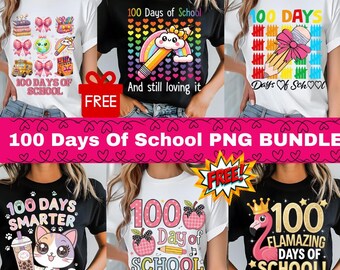 100 Days of School PNG Bundle: Teacher Designs (Digital Download)