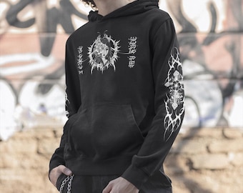 Felpa con cappuccio Cyber Sigilism, giacca alternativa Emo Goth Heavy Metal, felpa, maglione punk giapponese Grunge Y2K