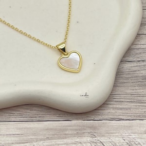 Mother of Pearl Heart Necklace: 18k Gold Plated Pendant
