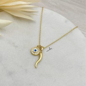 Naszyjnik z rogu, naszyjnik z rogu włoskiego, amulet, amulet przynoszący szczęście, amulet ochronny, amulet chili, naszyjnik ze złym okiem.