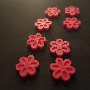 3D Printed Flower Tokens 17 mm – Mini Plastic Flowers for Board Games, Crafts or Decoration – DIY Game Pieces & Tabletop Accessories