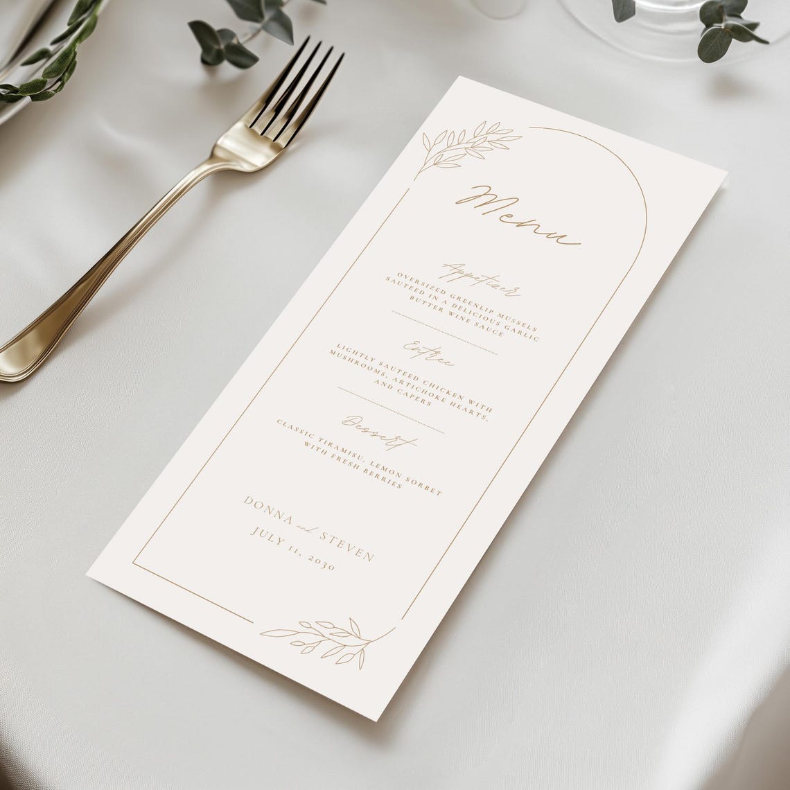 Menu Arch Beige Minimalist Wedding Menu, Arch Frame Canva Template, Editable 4x9 ...