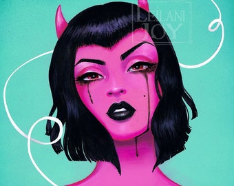 8x10" "Valentine" Devil with a Broken Heart Fine Art Print by Leilani Joy