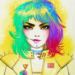 11x14 &quot;Chroma 2077&quot; Regenbogen Punk Mädchen Fine Art Print