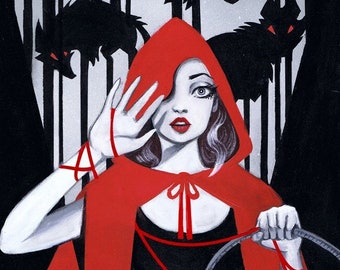 8x10 RED- Little Red Riding Hood Fine Art Print