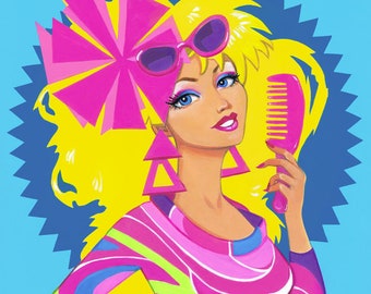 8x10 "Totally Hair Barbie" Limited Edition OFFICIAL MATTEL Print  by Leilani Joy