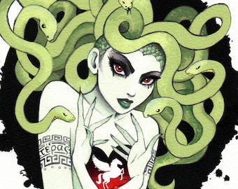 11x14 LIMITED EDITION: "Medusa" Watercolor Vignette Giclee Print 8 of 50