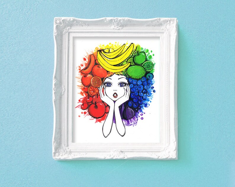 SALE Tutti The Fruity Rainbow Girl 8x10 Fine Art Print image 2