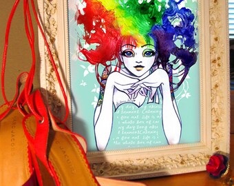 SPECTRA Rainbow Hair Girl Fine Art 8x10 Print