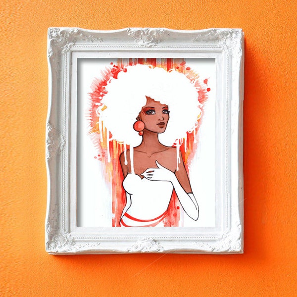SALE: Tangee Afro Fashion Disco Girl 8x10 Fine Art Print
