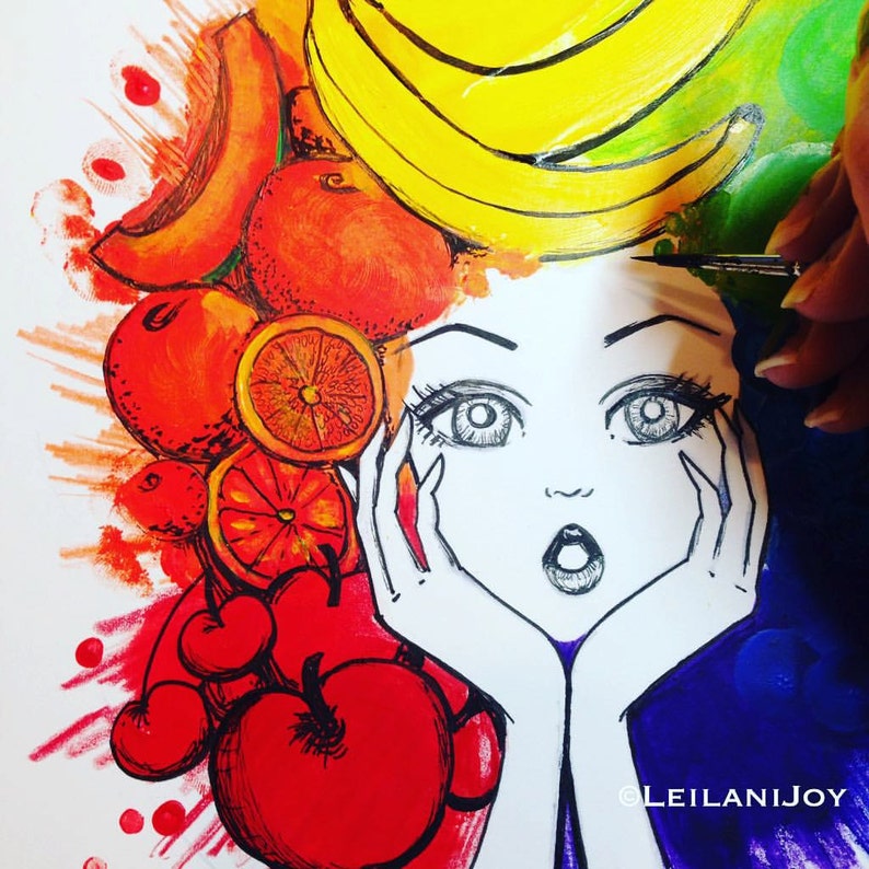 SALE Tutti The Fruity Rainbow Girl 8x10 Fine Art Print image 4