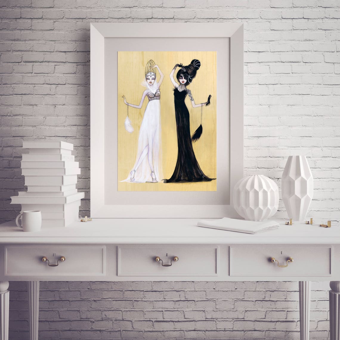 Odette and Odile Black Swan Lake Fashion Illustration Print 8x10 - Etsy