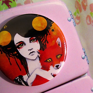 Fauna Goddess Fox Girl Round Art Magnet