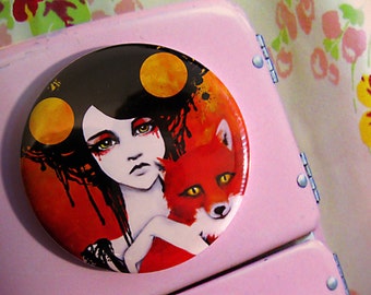 Fauna Goddess Fox Girl Round Art Magnet