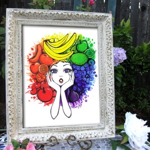 SALE Tutti The Fruity Rainbow Girl 8x10 Fine Art Print image 3