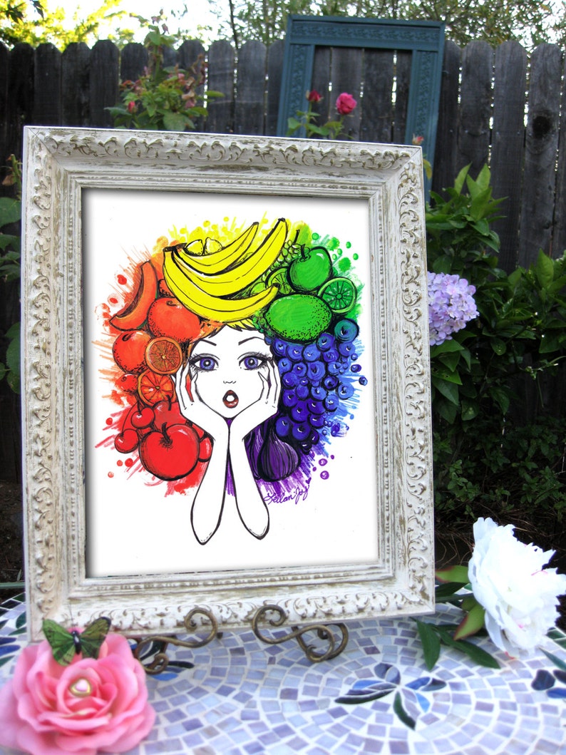 SALE Tutti The Fruity Rainbow Girl 8x10 Fine Art Print image 3