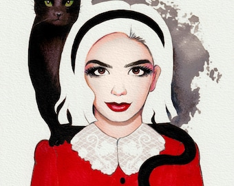 Sabrina and Salem: 8x10 Print by Leilani Joy