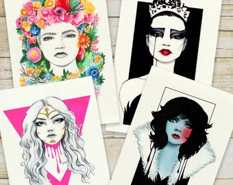 Art Haus Heroines - Film Inspired Set of 4 Postcards