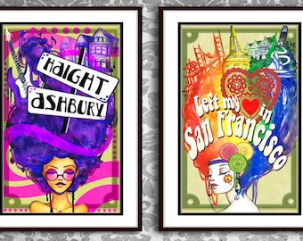 LIMITED EDITION San Francisco Haight Ashbury Poster Print Set