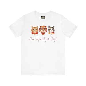Purr-sperity and Joy Cat Shirt|Cute Lunar New Year Gift|Cat Lover T-Shirt|Asian-Inspired Cat Tee for Women and Men|Funny Cat Graphic