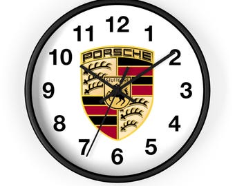 Porsche Logo Wall Clock|Porsche Wall Clock|Car Enthusiast|Sports Car Office Decor|Porsche Garage Clock|Car Lover Gift|Automotive Wall Clock