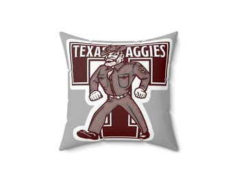 Texas Aggies Square Pillow|Cozy Home Decor|College Dorm Accessory||School Spirit Cushion|Aggie Decor|College Station|Aggie Pillow