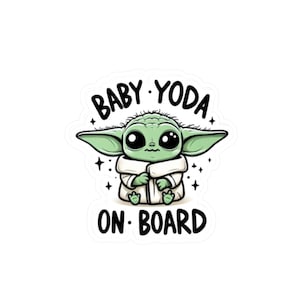 Naklejki winylowe Baby Yoda|Naklejka na samochód Baby On Board|Urocza naklejka na bezpieczeństwo dziecka|Znak Baby On Board|Zabawna naklejka na samochód dla dziecka|Naklejka winylowa na okno Yoda