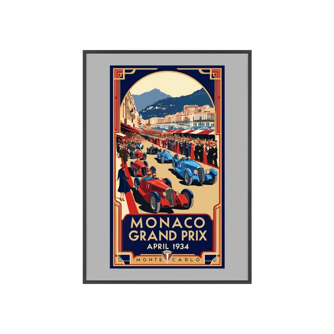 Plaque Murale En étain - Grand Prix De Monaco - 30x20 Cm - Déco Rétro Course Automobile