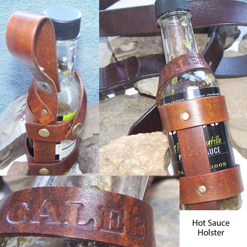 Custom Hot Sauce Holster Leather 3rd Anniv Father's Day Etsy
