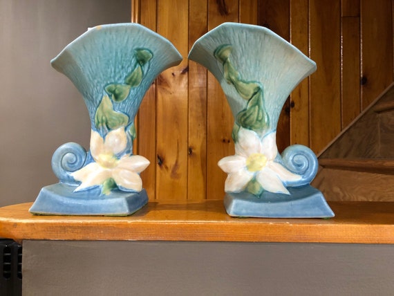 Roseville Pottery Clematis Vases 2 Etsy
