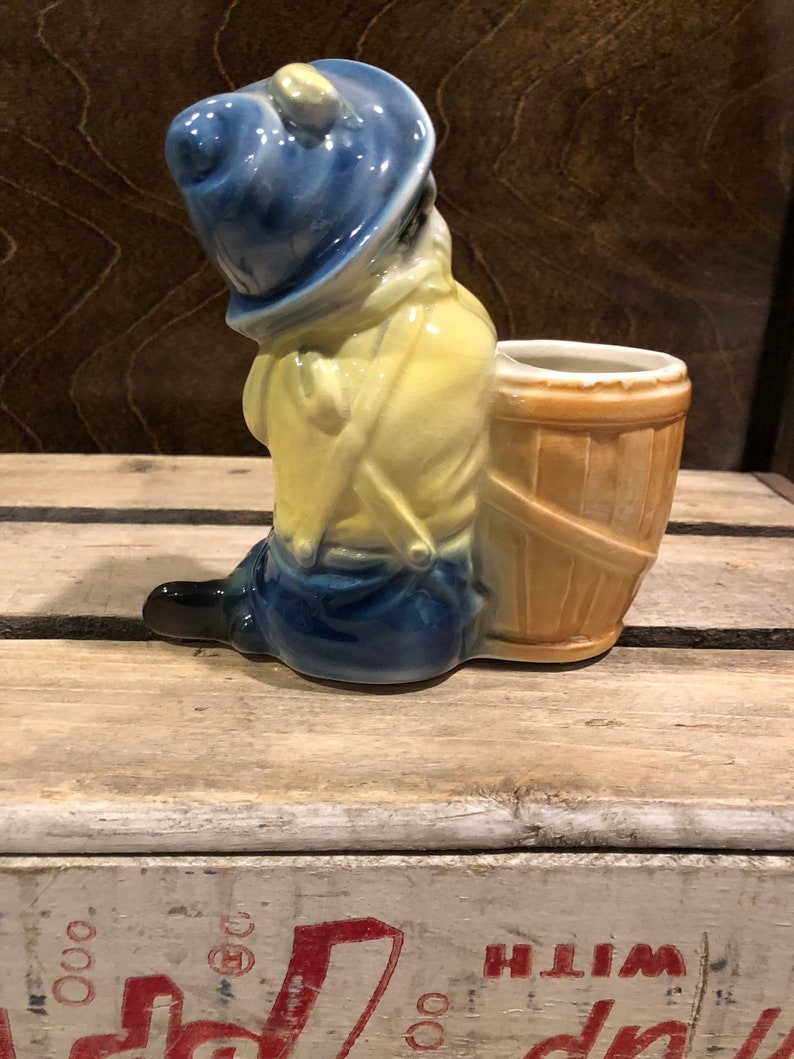 Royal Copley Boy with Barrel Vintage Planter