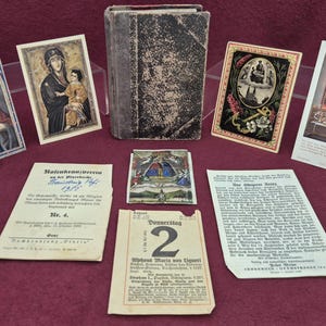 Antique Viennese Catholic Prayer Book c. 1870 with Family Memorials and Eight Devotional Inserts