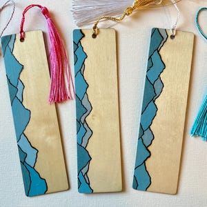 Nature Bookmarks, Mountain Bookmarks, Flower Bookmarks, Wooden Handmade Bookmarks
