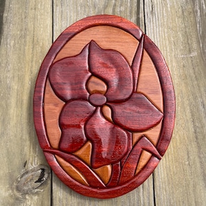 Lily Wood Art | Lily Wall Hanging | Intarsia Flower | Natural Wood Art