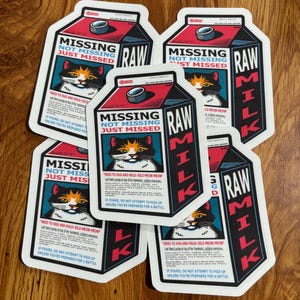Personaliseer je kat in 10 grappige kattenmelkkartonstickers – sticker in retro-stripstijl – gepersonaliseerde tekening, naam en eigenaardigheden van de kat.