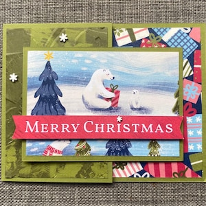Polar Bear Christmas Card with gift card pocket