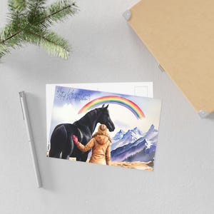 Carte de deuil "Au revoir" cheval noir