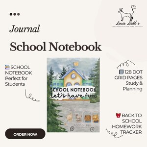 School Notebook A4/A5 | Student Journal Dot Grid | Homework Planner | Study Notes Diary | Back to School Gift 128 Pages