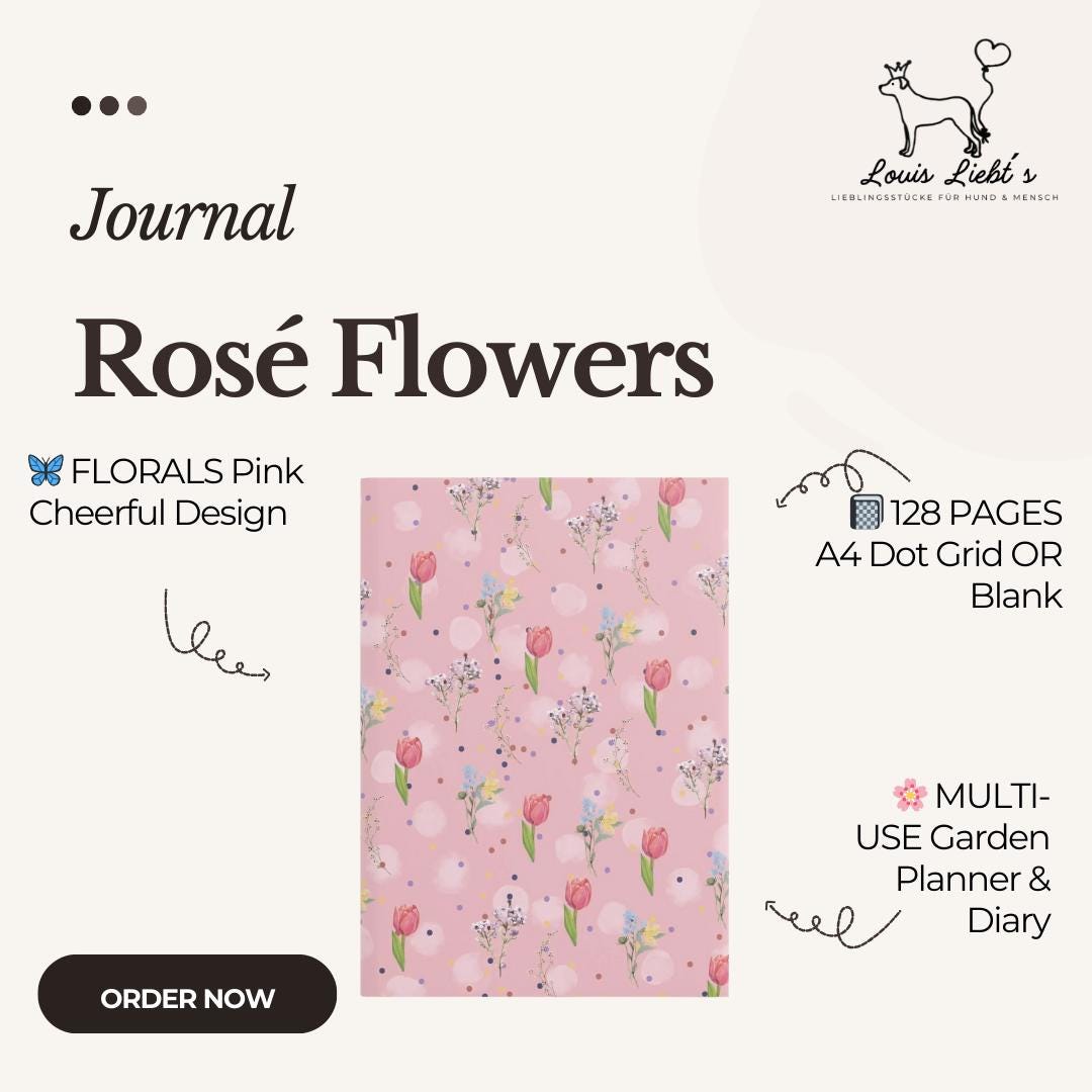 Pink Floral Journal | Rosa Blumenzauber Dot Grid Notebook A4 ...