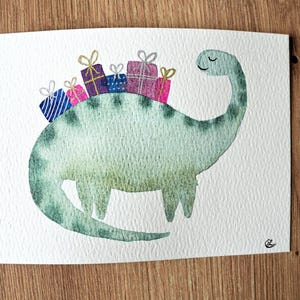 Cartes Anniversaire peintes à la main, Personnalisée, Aquarelle, Fêtes, Naissance, Animaux rigolo et mignon, Cadeau personnalisé image 5