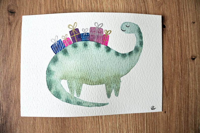 Cartes Anniversaire peintes à la main, Personnalisée, Aquarelle, Fêtes, Naissance, Animaux rigolo et mignon, Cadeau personnalisé image 5