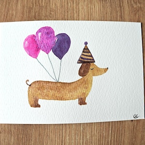 Cartes Anniversaire peintes à la main, Personnalisée, Aquarelle, Fêtes, Naissance, Animaux rigolo et mignon, Cadeau personnalisé image 7