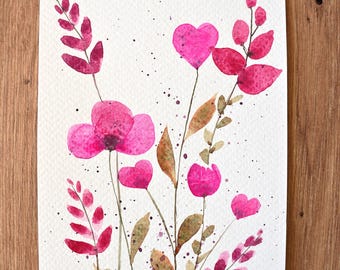 Carte unique peinte à la main et personnalisable, Anniversaire, Fête des mères, Amour, Mariage, Remerciements maîtresse et nounou, Naissance