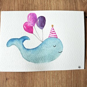 Cartes Anniversaire peintes à la main, Personnalisée, Aquarelle, Fêtes, Naissance, Animaux rigolo et mignon, Cadeau personnalisé image 6