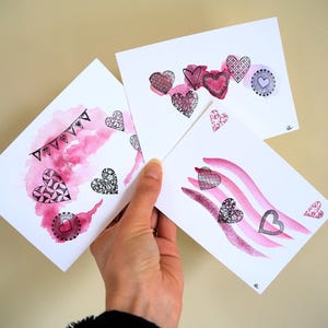 Carte Saint Valentin, déclaration d'amour, Carte aquarelle originale unique peinte à la main et personnalisée, Fleurs, Cœur, Mariage