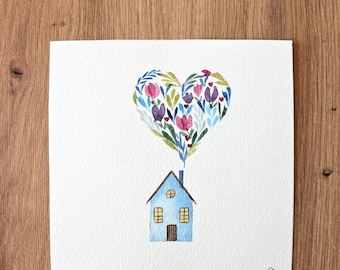 Carte unique peinte à la main, personnalisable, Anniversaire, Fête des mères, Amour, Mariage, Remerciements maîtresse et nounou, crémaillère