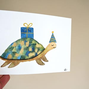 Cartes Anniversaire peintes à la main, Personnalisée, Aquarelle, Fêtes, Naissance, Animaux rigolo et mignon, Cadeau personnalisé image 4