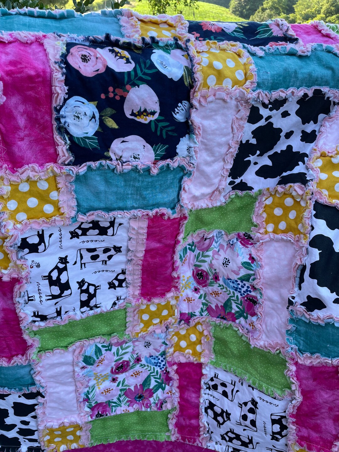 Floral Cow Rag Blanket - Etsy